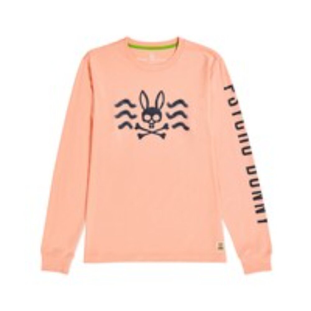 Psycho Bunny Filcham Long Sleeve Graphic Tee, Cantaloupe, Size 3-Small